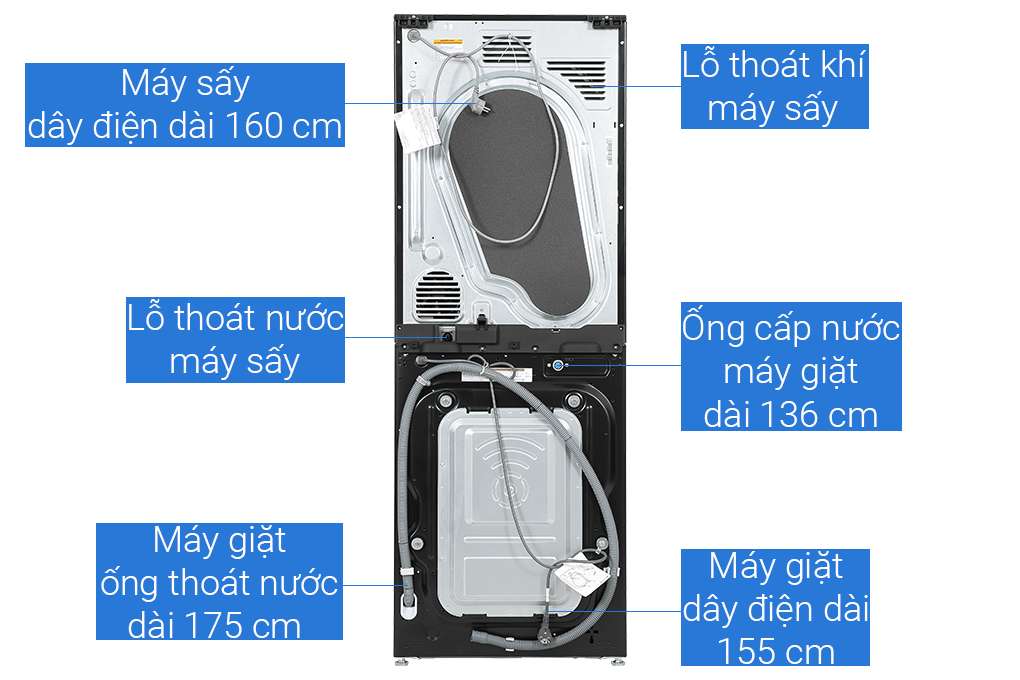 Tháp giặt sấy LG Giặt 14kg/ Sấy 10kg WT1410NHB - Chính hãng#11